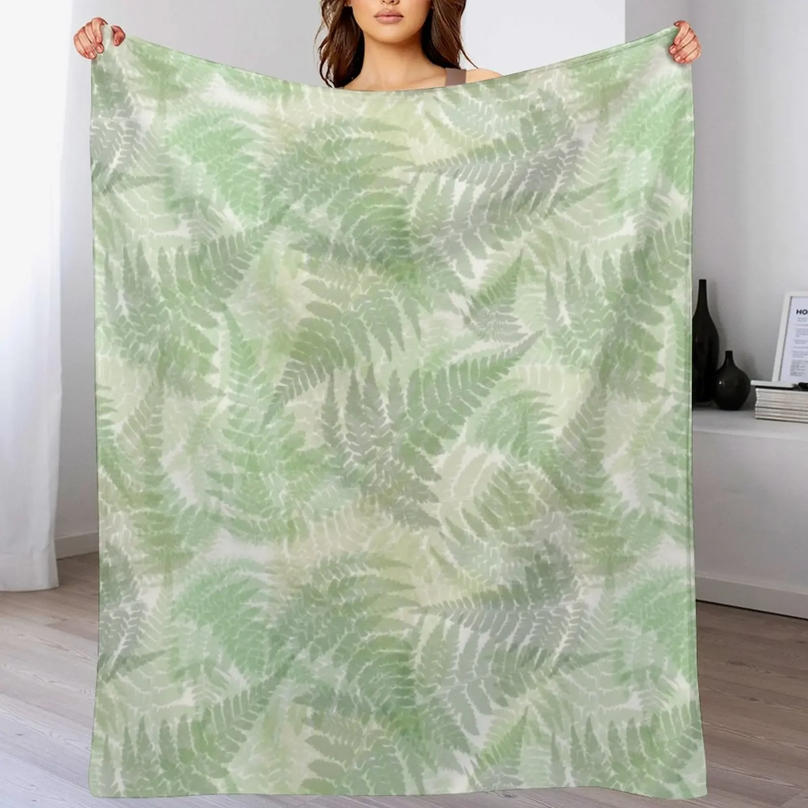 

Fern Leaves Pattern Throw Blanket Thin Soft Blanket for Summer Night Sleeping