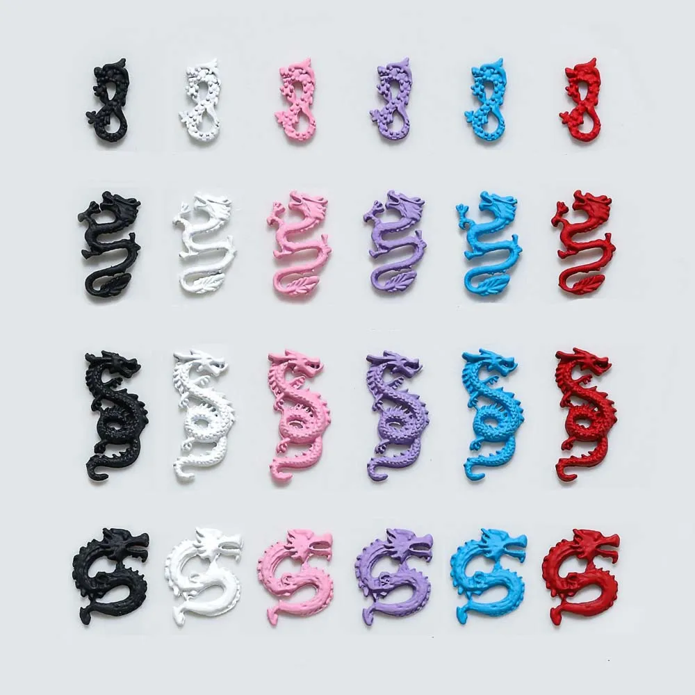 10Pcs Metal Chinese Dragon Nail Art Charms 3D Alloy Retro New Year Colorful Dragon Nail Decoration Retro DIY Manicure Accessorie