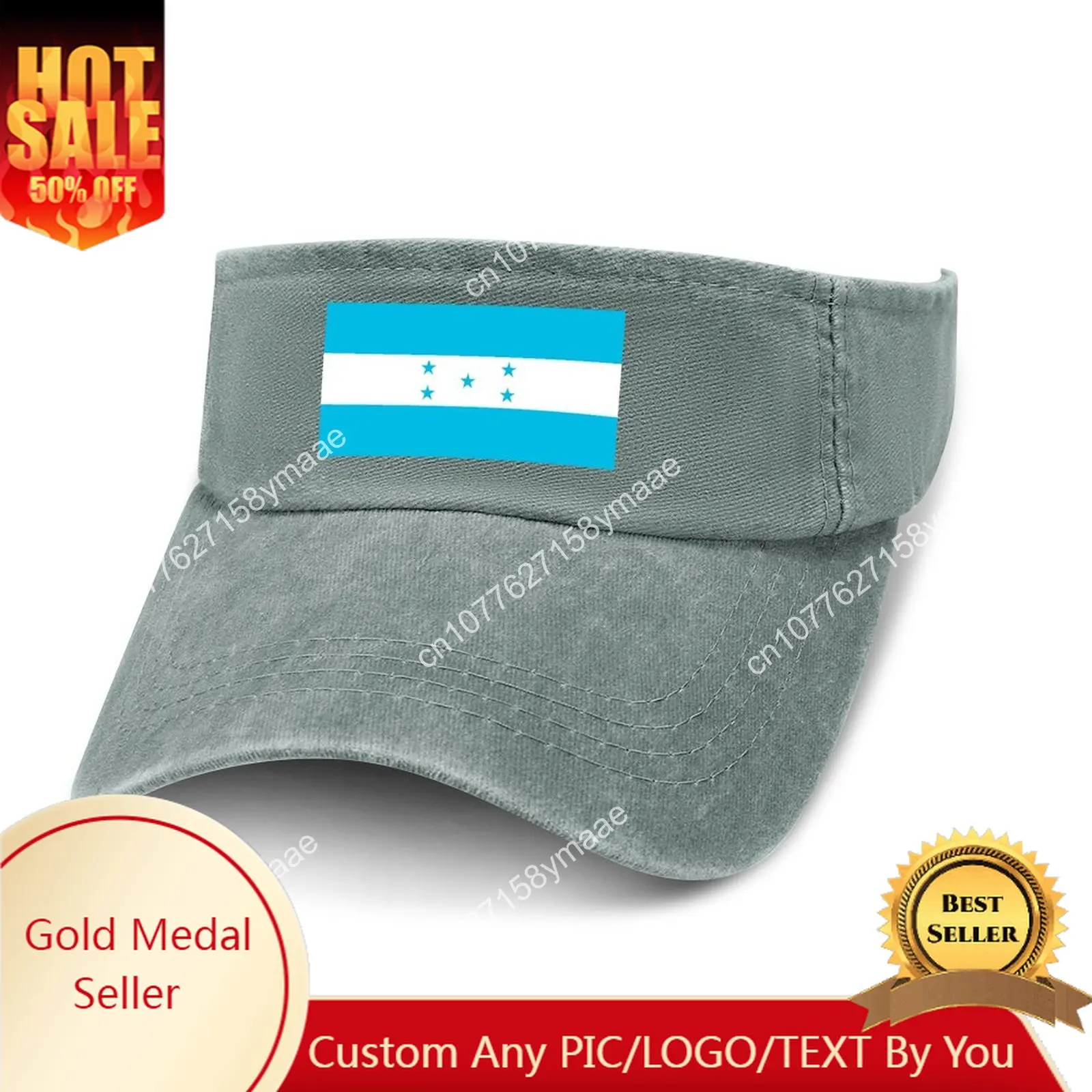 

Honduras Flag Sun Visor Leaky Top Cowboy Hats Mens Womens Customize DIY Cap Sports Baseball Tennis Golf Caps Empty Open Top Hat