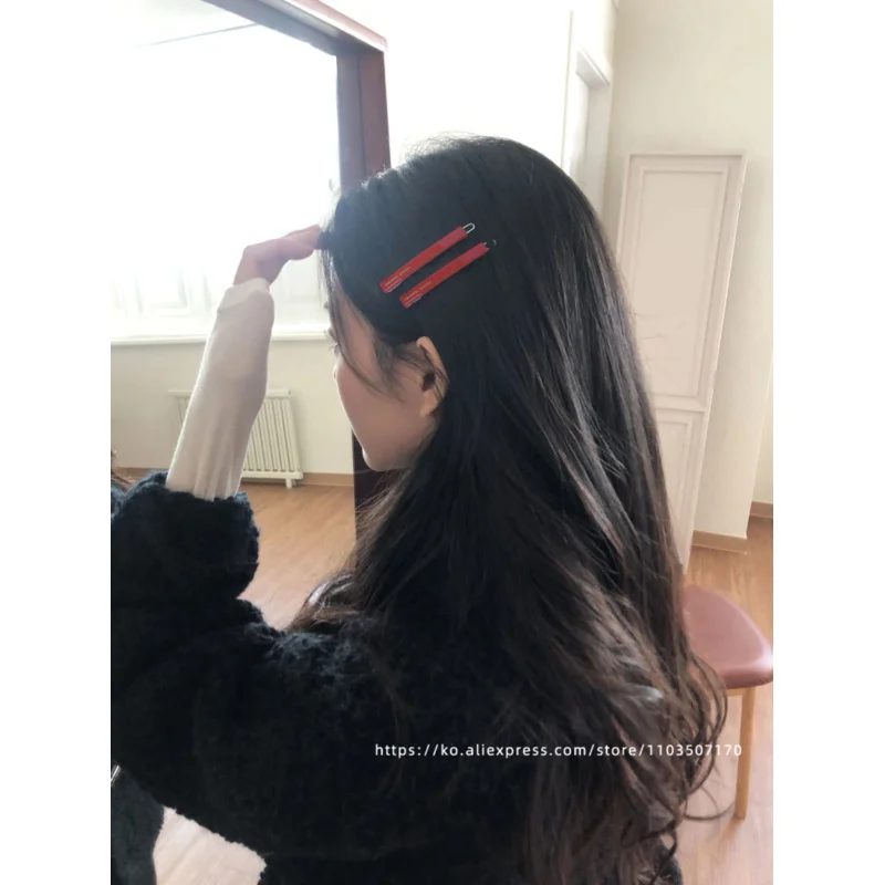 Jennie\'s candy colored buckle clip~South Korean France small bangs clip, broken hair clip, side clip with a straight line clip