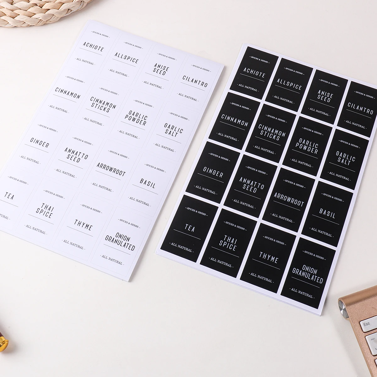 Waterproof Label Sticker Set Kitchen Jar Spice Bottle Label Stickers Kitchen Tabletop Storage Classification and Organization