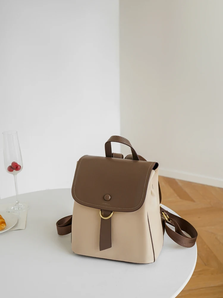 Fashionable Minimalist Women's Backpack Large Capacity Handbag Single Shoulder Crossbody Bag Casual Style Dual Zipper Soft Ma...