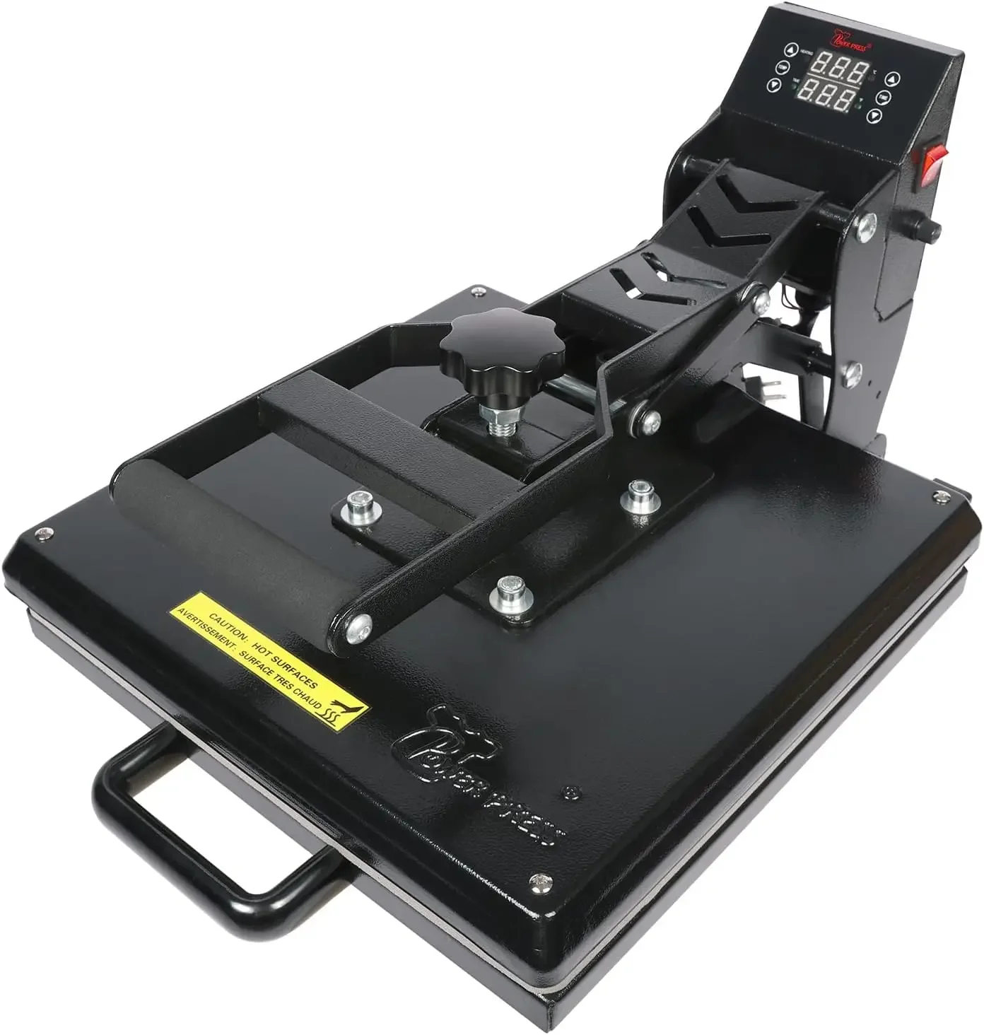 PowerPress Industrial-Quality Digital Sublimation Heat Press Machine for T Shirt, 15x15 Inch, Black