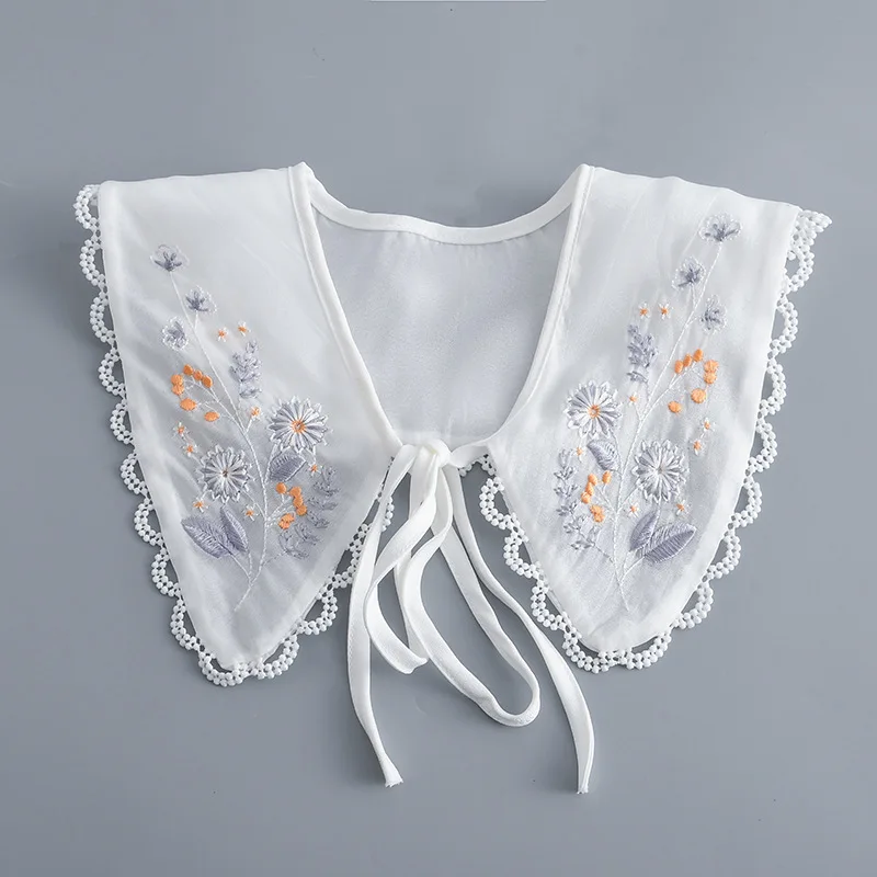 

Floral Embroidery False Collar for Women Sweater Dress Shirt Detachable Collar Shawls Shoulder Wraps Cape Hollow Out Fake Collar