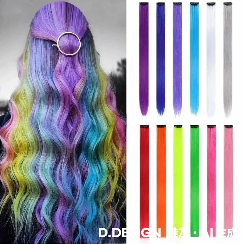 

Наращивание волос на клипсе Цветные наращивания волос Глянцевый длинный прямой синтетический парик для детей и женщин