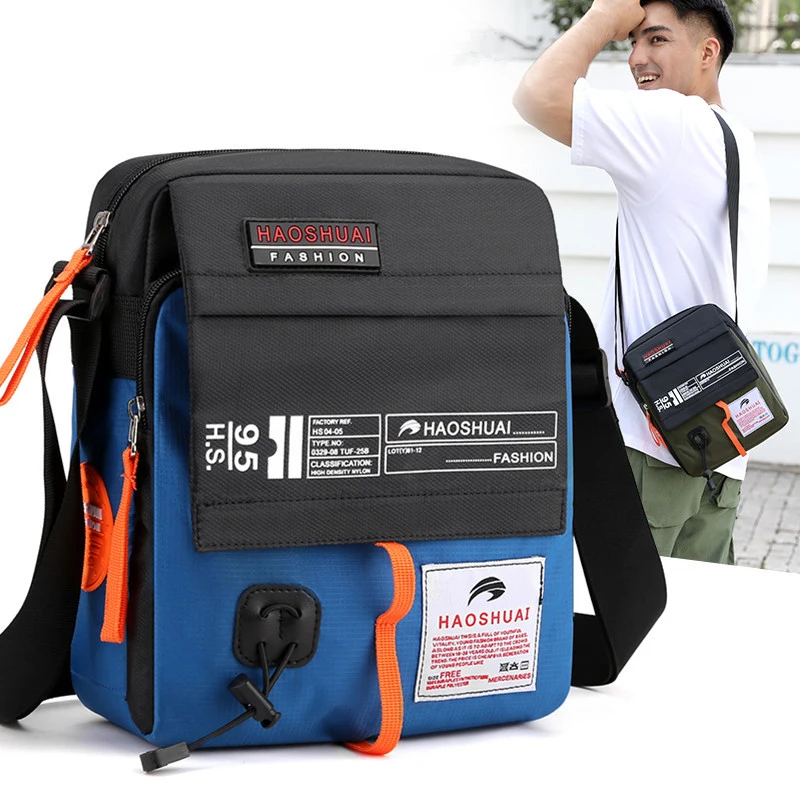 Bandoleras cruzadas de nailon para hombre, bolsas militares para motocicleta, tendencias de moda informales, bolsa cruzada impermeable de nailon