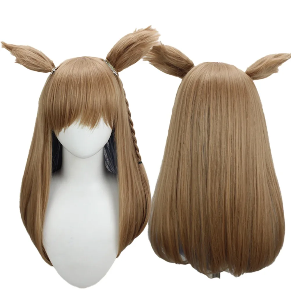 

Agnes Digital Косплей Парик Uma Musume Имитация кожи головы Косплей Двойной цвет с ушами Волосы