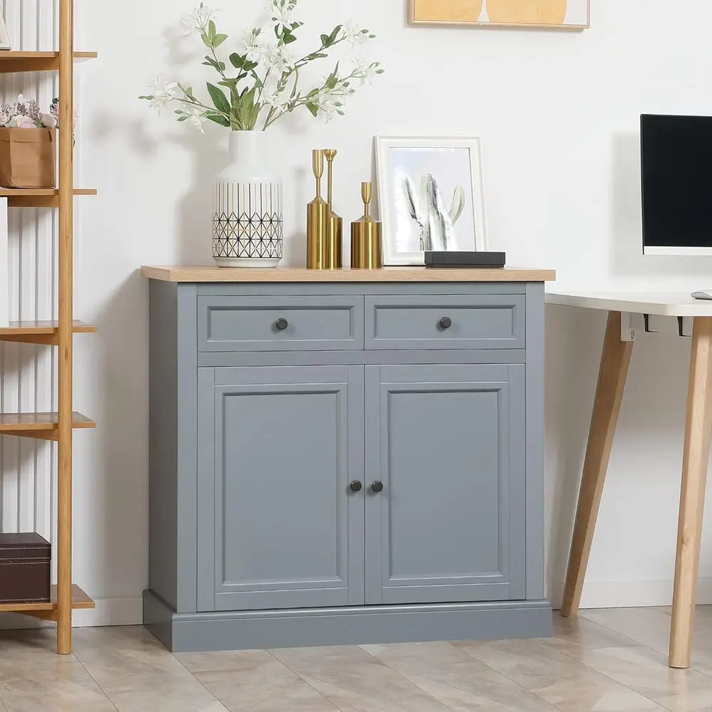 Sideoard uet Cainet, Coee ar Cainet wit2 Ders and Doule Door Cupoard or Kitcen, Living Room, Entryway, Dark Gray