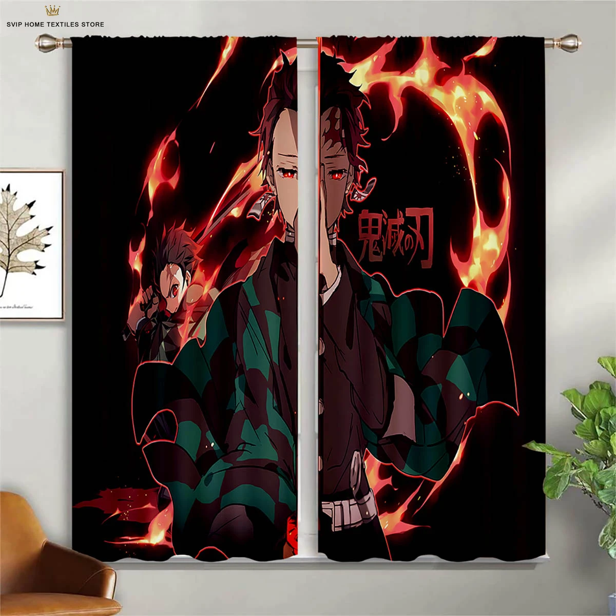 

Cartoon Hot-Blooded Anime Printed Curtains for Children's Room, Living Room, Study Room, Decorative Curtains, 2 Pcs