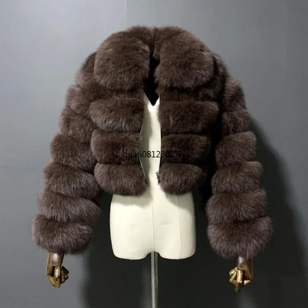 Casual White Black Fluffy Fall Winter Faux Fur Coat Women Short Jacket Long Sleeve Cropped Puffer Fur Jacket For Women Outwear