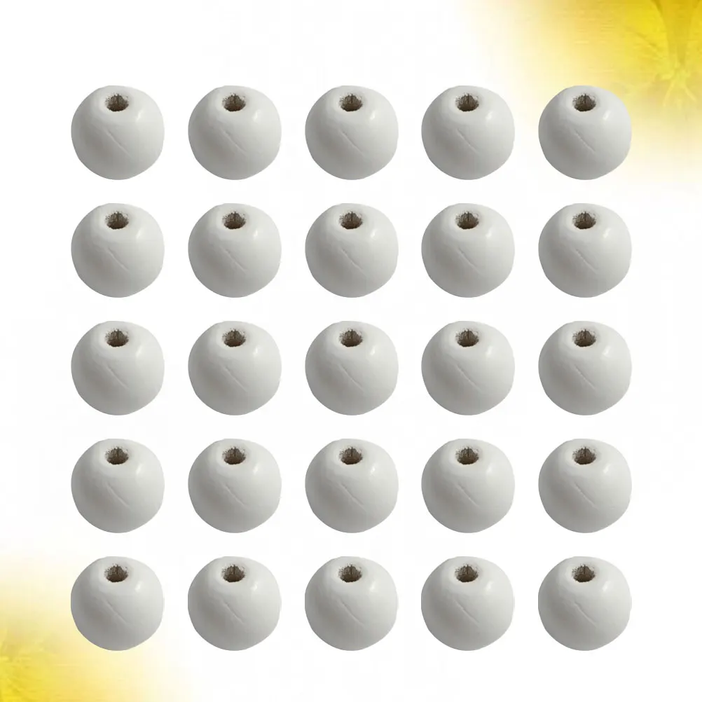 

500 Pcs Chunky Wooden Beads Creative DIY Accessories Round White Jewelry Making