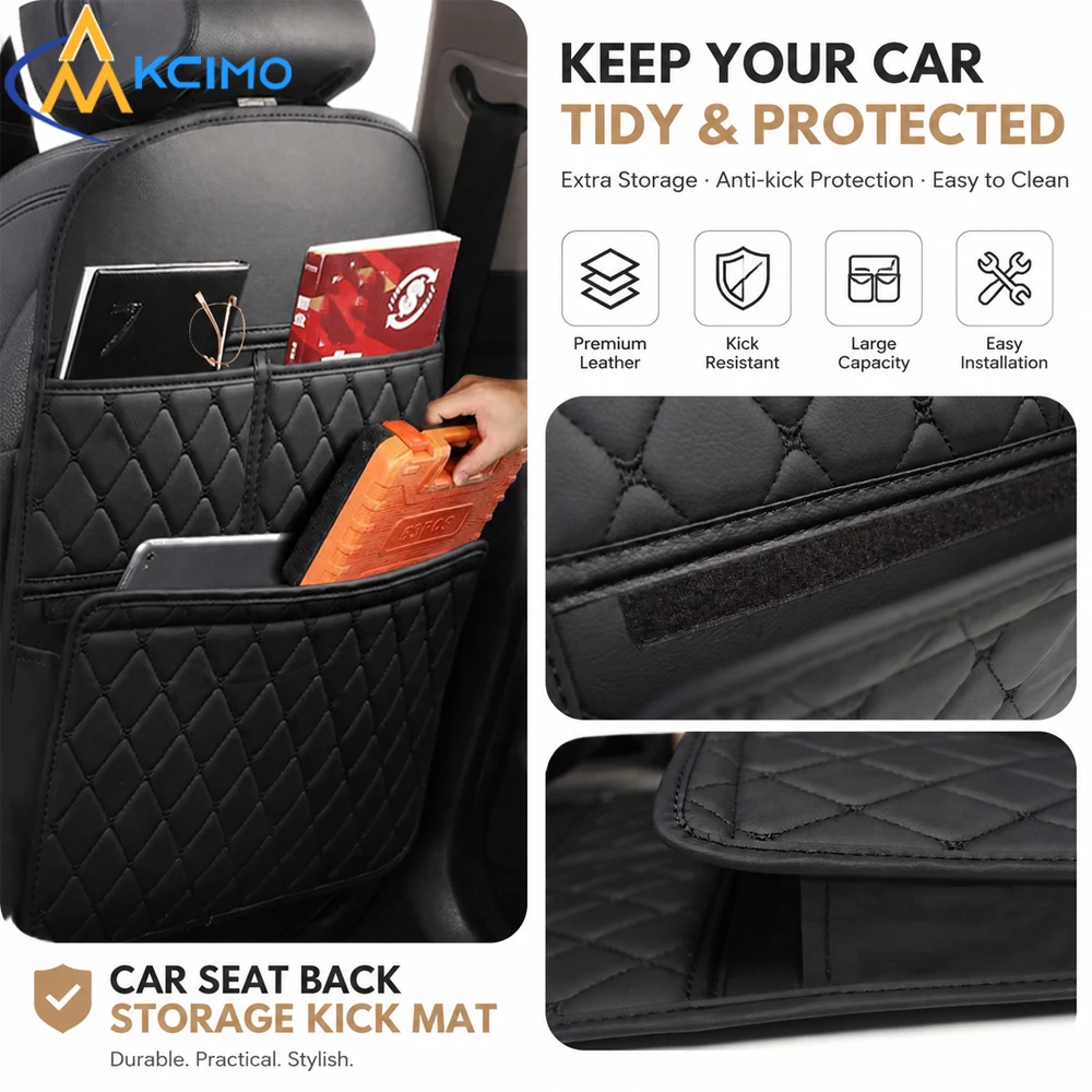PU Leather Car Seat Back Organizer Multi-Pocket Storage Bag Rear Seat Storage Holder for Tablets Phones Magazines