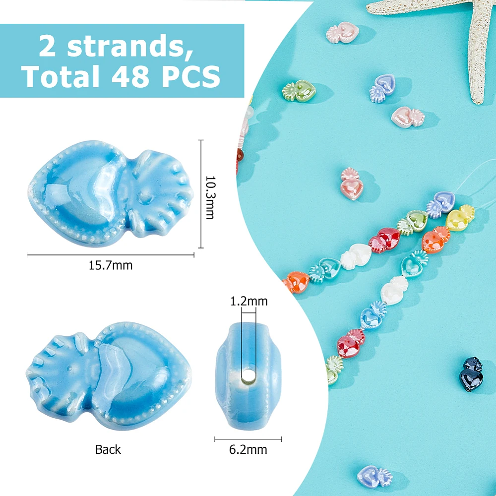 45Pcs 2 Strands Octopus Porcelain Beads Ocean Animal Loose Spacer Glazed Beads Random Color Handmade Porcelain Squid Beads
