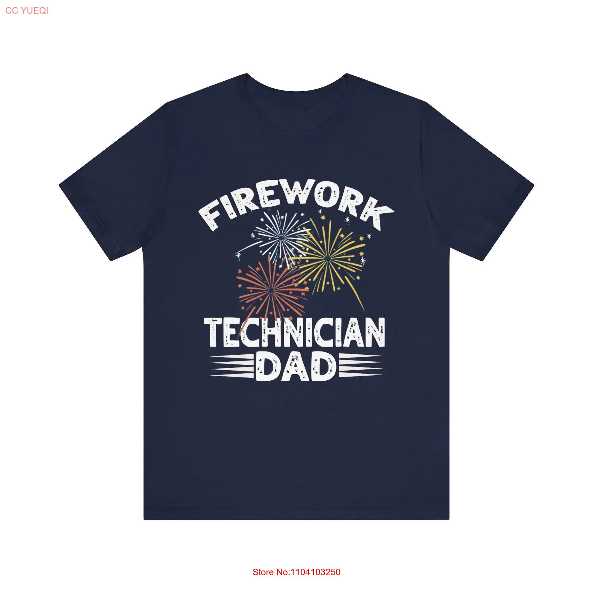 Firework Technician Dad T Shirt Showcasing a Dazzling Illustration long or short sleeves