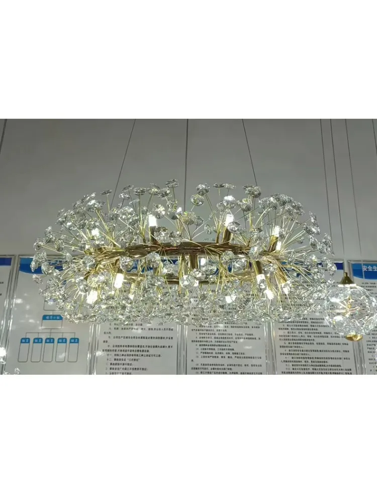 ثريا كريستالية لغرفة المعيشة وغرفة الطعام، ثريا كريستالية مستديرة ذهبية