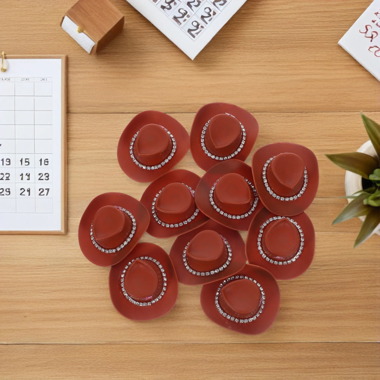 10 قطعة القبعات الغربية المصغرة تحجم متعدد الاستخدامات للصياغة الإبداعية الغرب المتوحش الطرف الديكور قطاعات الكب كيك اكسسوارات الاستخدام #6