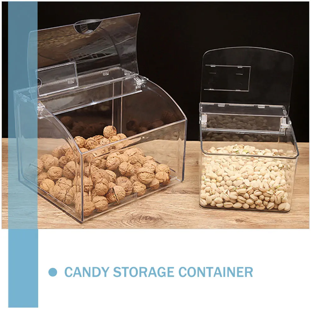 

Clear Flip Lid Storage Box for Tea Candy Nuts Kitchen Dried Fruit Container Sealed Jar Display Case Snack Cereals Beans Jar