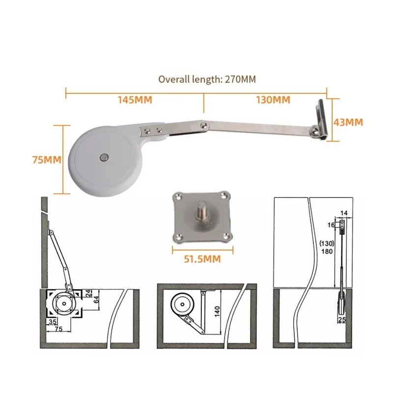 KYCOR-Dressing Table Buffer Damper Tatami Mat Air Support Flip Down Door Slow Descent Device Hydraulic Folding Hard Bed Cover