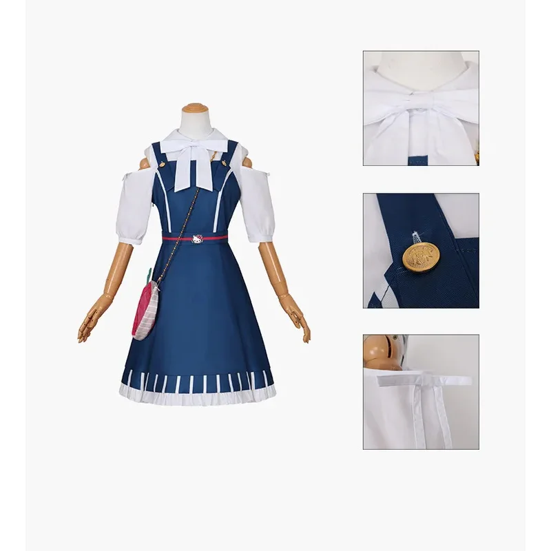 Vestido de princesa de moda de Anime Miku, disfraces de Cosplay, conjunto de falda de uniforme azul y blanco para chica Miku, disfraces de actuación de Halloween para mujer