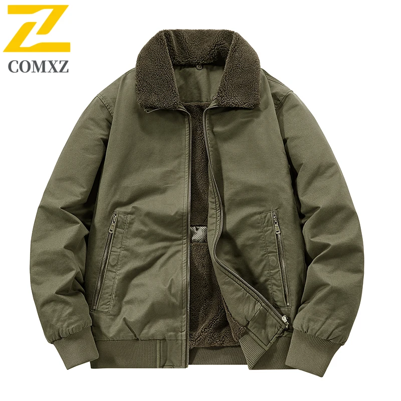 الرجال معطف القطن 2025 البند القطن الخالص الصوف سميكة مكافحة الباردة الدافئة طوق معطف في الهواء الطلق ملابس الشتاء غير رسمية سستة سترة قطن #3