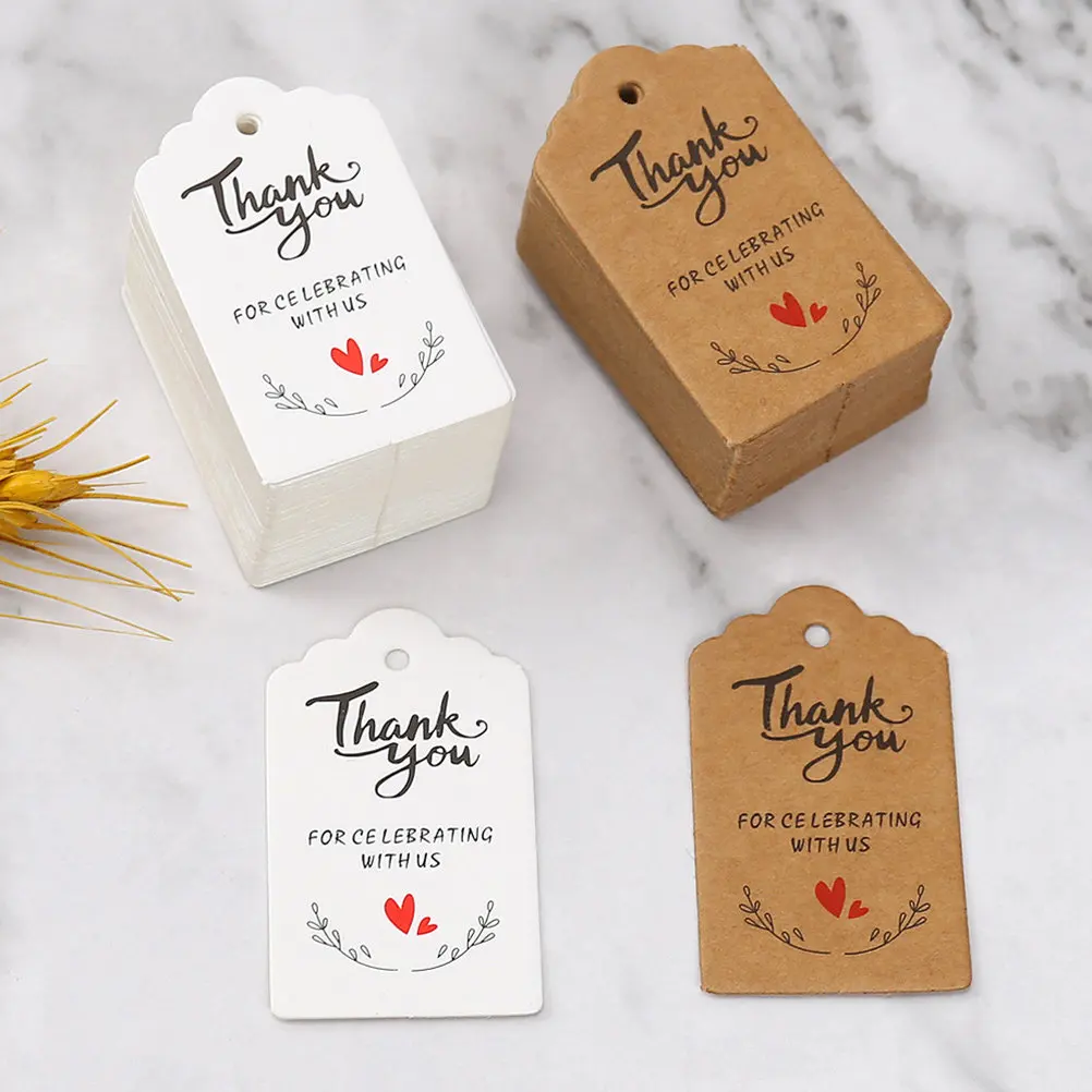 

200Pcs Thank You Gift Tags Paper Decorative Kraft Party Wedding Labels Mini Thank You Cards Favor Tags Birthday Thanksgiving
