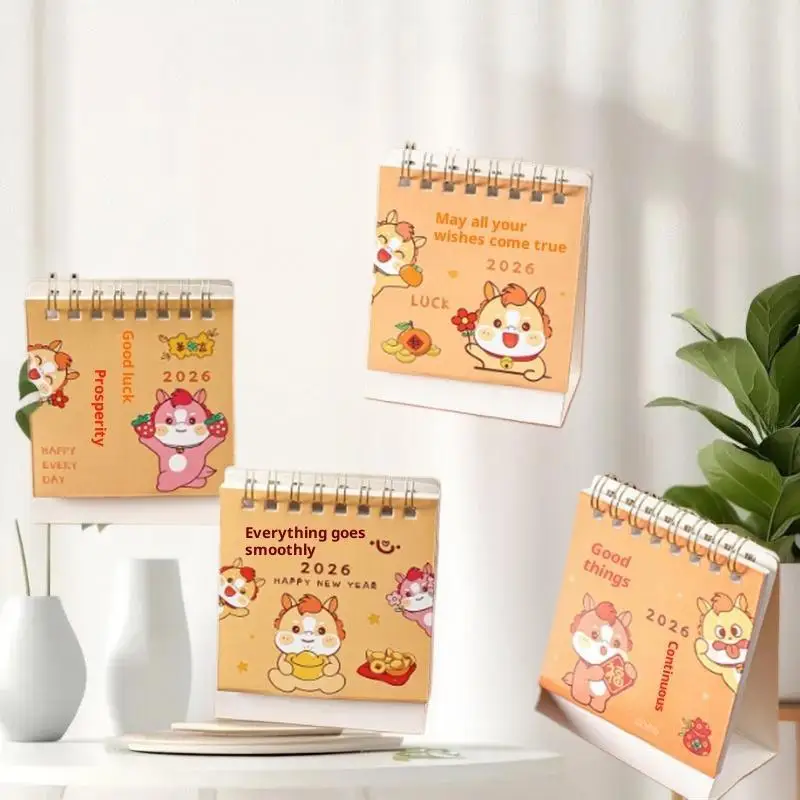 تقاويم صغيرة محمولة لطيفة على شكل بوني 2026 لسن الحصان، مثالية لتزيين سطح المكتب #4