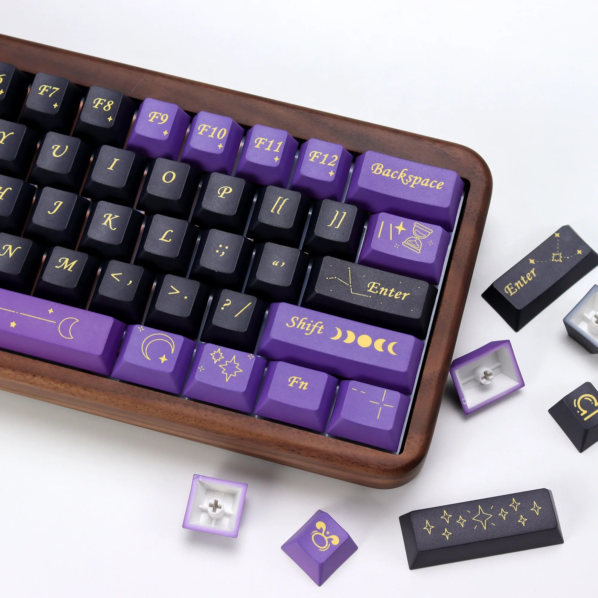 KBDiy 143 مفاتيح/مجموعة PBT Stardust Prelude Keycap للوحة المفاتيح الميكانيكية الكرز الشخصي أغطية المفاتيح مخصصة لتقوم بها بنفسك خمسة جوانب التسامي aula F87 F108 F99 Pro ACE60 ACE68 RAINY75 AK74 gx87 crush80 raven68 ma