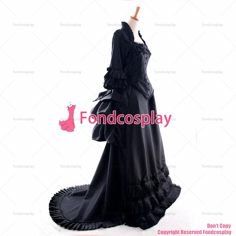 fondcosplay Victorian Rococo Medieval Gown Motion Trail Ball Outfit Gothic Punk Taffeta jacket skirt Costume Custom-made[G909]