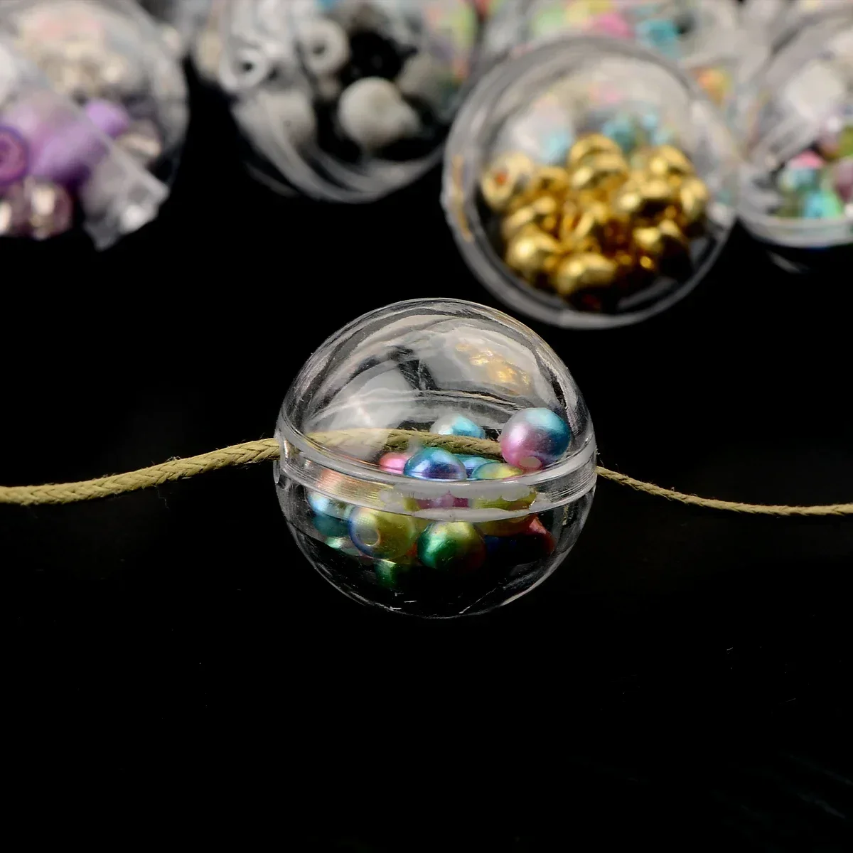 4pcs Transparent Ball Mini Mixed Acrylic Beads for Jewelry Making DIY Bracelet Phone Pen Bag Chain Beaded Decors Accessories