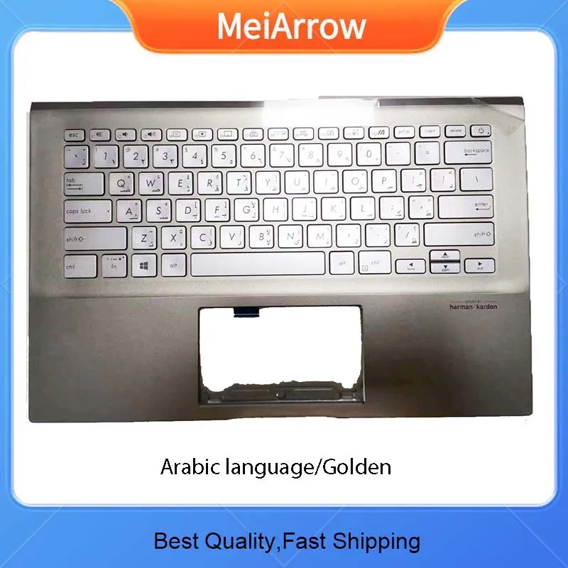 

Новый/org для ASUS VivoBook 14s S14X S431 S431f S4500FL S4500F X431 упор для рук арабская клавиатура верхняя крышка C корпус подсветка, золотой