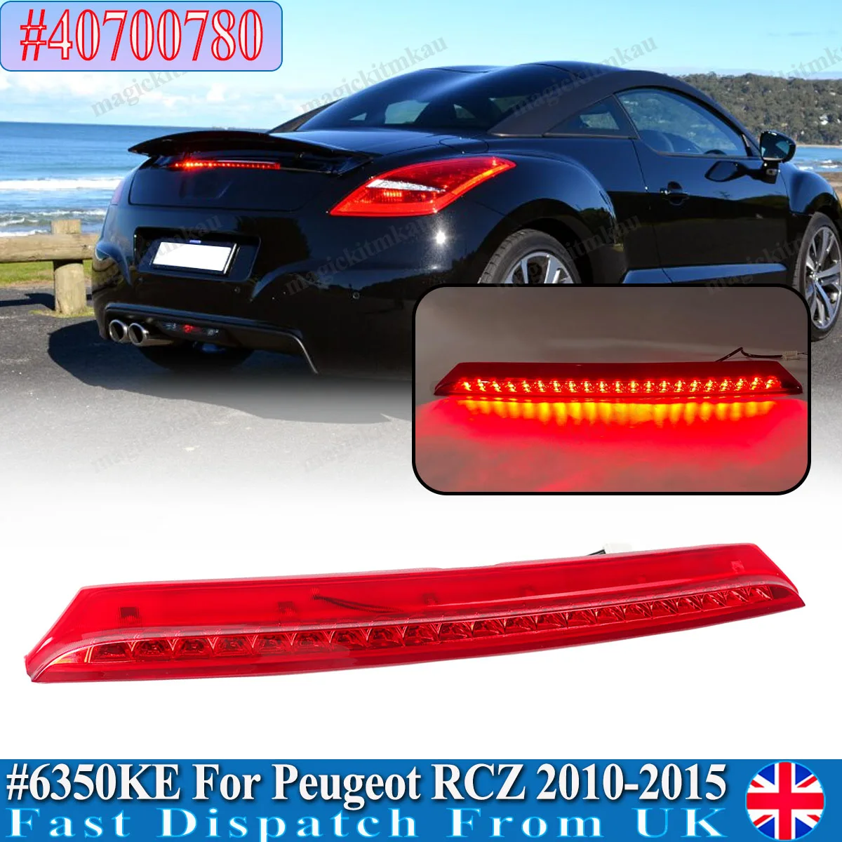 For Peugeot LED Third Brake Light RCZ Coupe 2010~2015 Rear Center High Mount Stop Lamp Tail Light Assembly Red Black Selectable