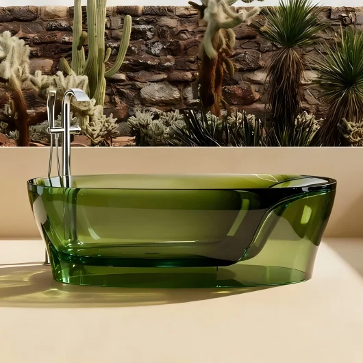 Adult Crystal Clear Solid Surface Resin Freestanding Transparent Translucent Bathroom Bathtubs