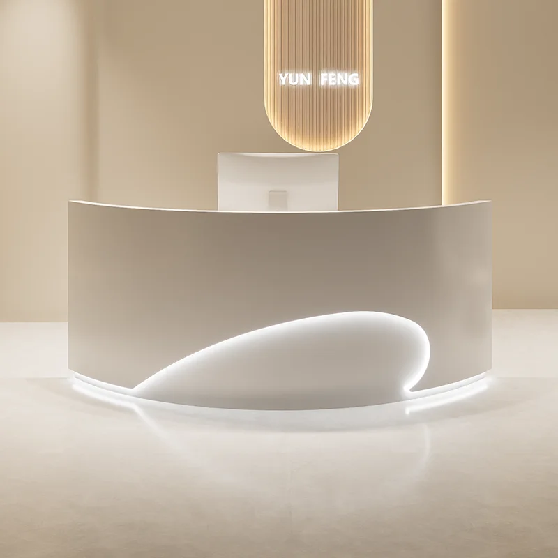 

Modern Reception Desk Beauty Salon Church Display Podium Stand Design Customized Size Mostrador Negocio