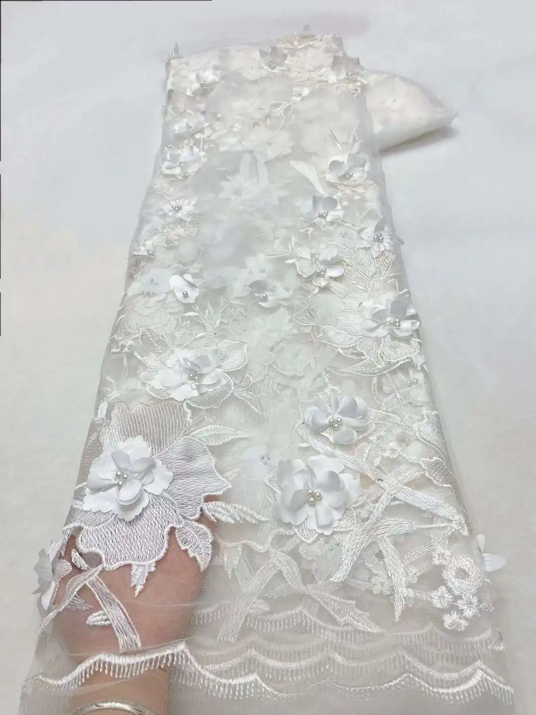 Luxury Dress 3d Flower Lace Fabric Nigerian Wedding High Quality Laces 2024 Embroidery Fabric French Net for Sewing XZ