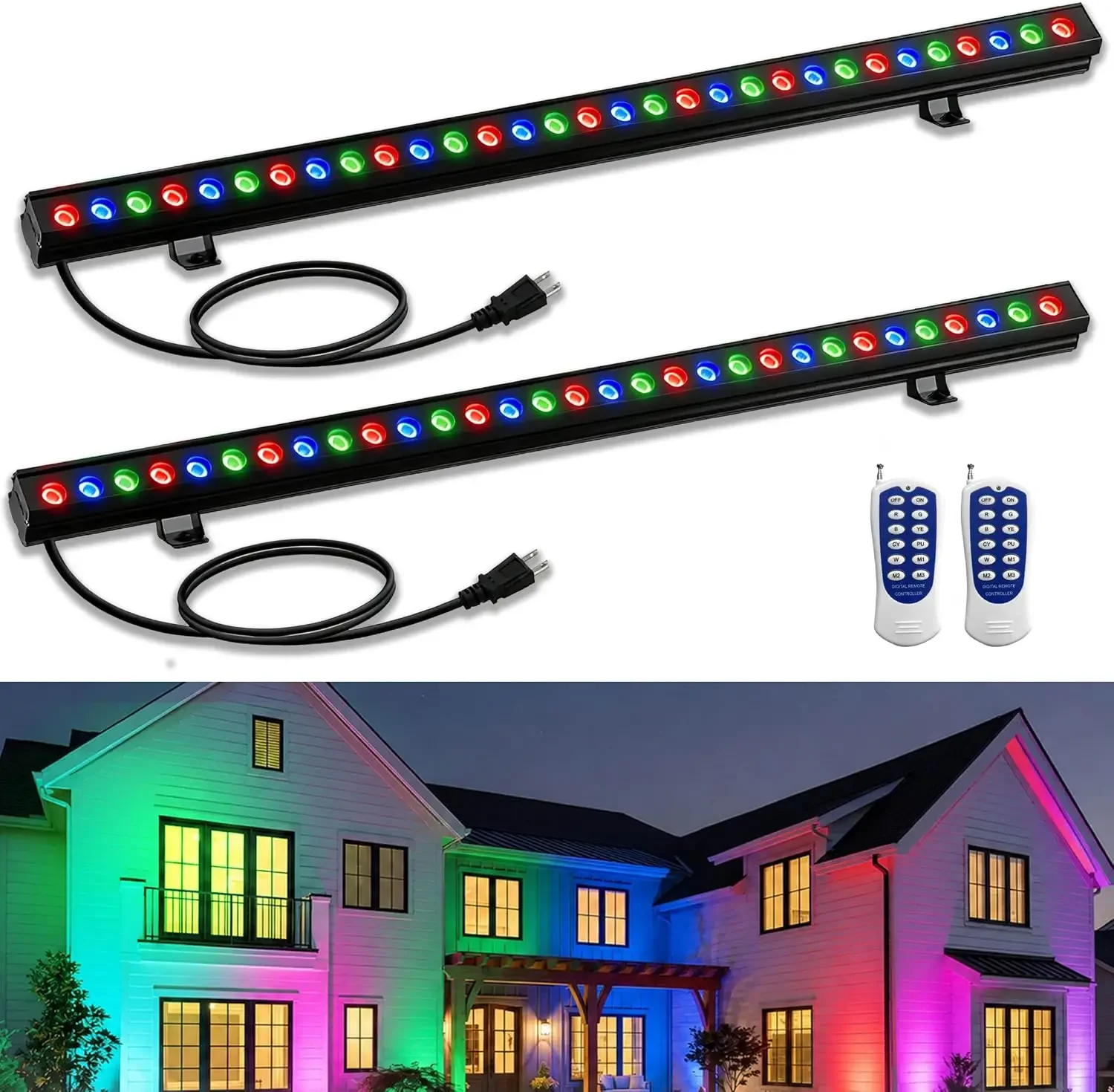 2Pack RGB Wall Washer Lights 1 - Outdoor Lighting Remote Control 评论和价格