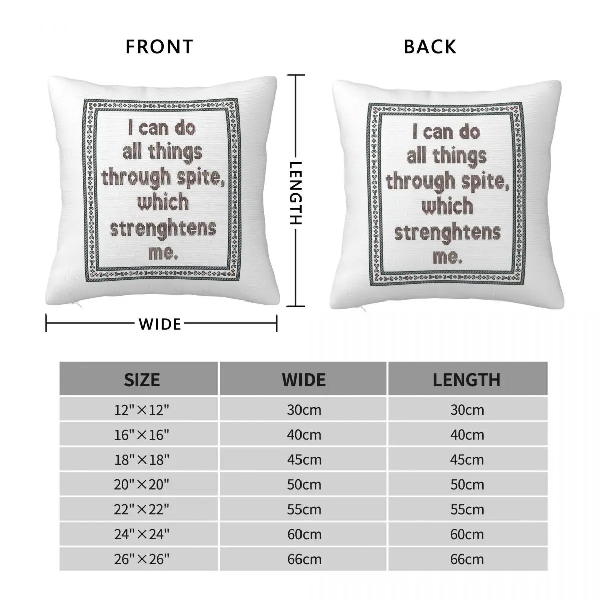 Spite Which Strengthens Me Square Pillowcase Polyester Linen Velvet Pattern Zip Decorative Pillow Case Home Cushion Cover