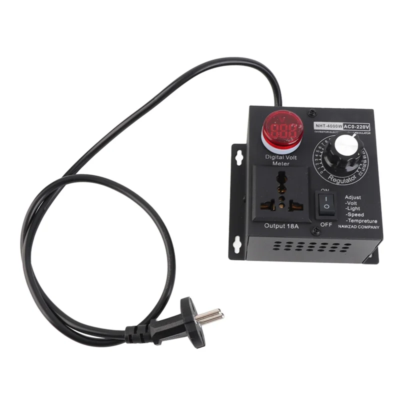 GYTB-4000W Compact Variable Voltage Controller Portable SCR Voltage Regulator For Speed Temperature Adjustment EU Plug