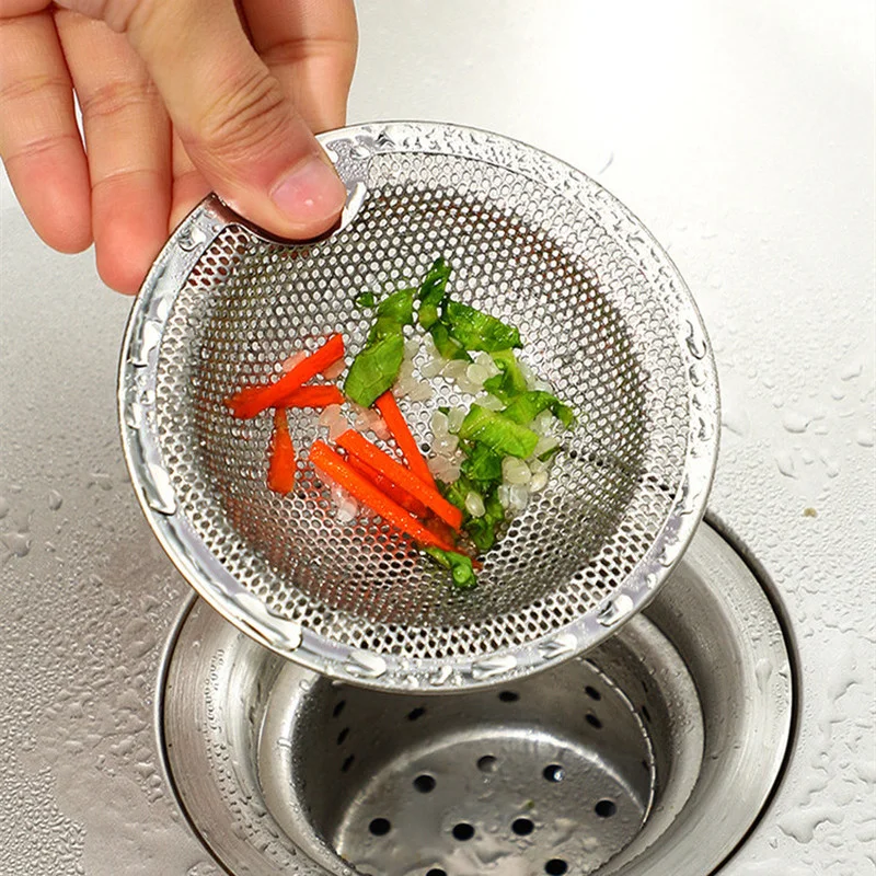 1Pc Stainless Steel Kitchen Sink Strainer Drain Hole Filter Washing Pool Strainer Bathroom Drain Filter Net Screening Stoppers