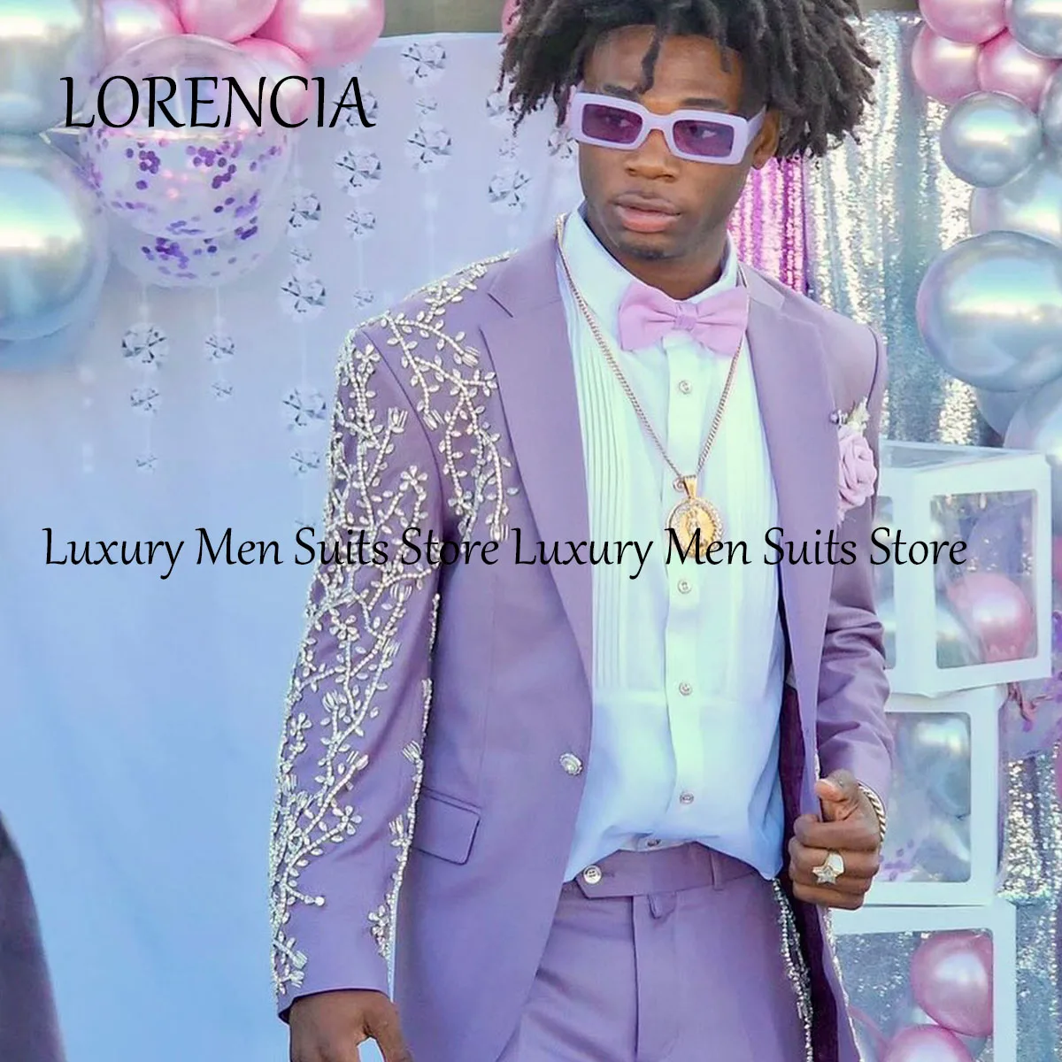 الفاخرة مطرز الرجال الدعاوى 2 قطعة مجموعات مجوهرات حلية البدلات الرسمية مفصل سليم صالح حفل زفاف العريس فستان مخصص