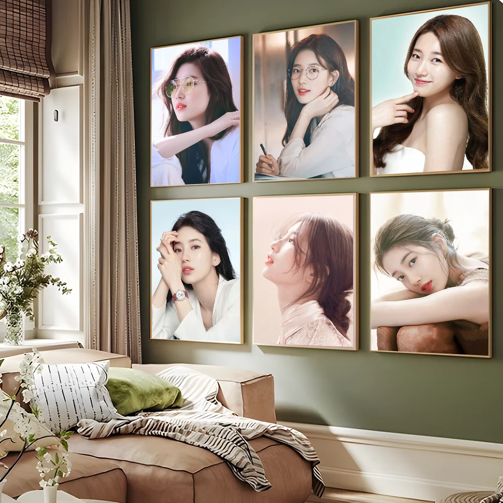 Bae Suzy Korean Star Miss A Nordic Anime Posters Sticky Whitepaper Sticker DIY Room Bar Cafe Kawaii Room Decor