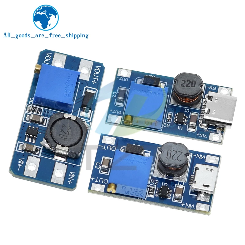 TZT MT3608 DC-DC Step Up Converter Booster Power Supply Module Boost Step-up Board MAX output 28V 2A for arduino