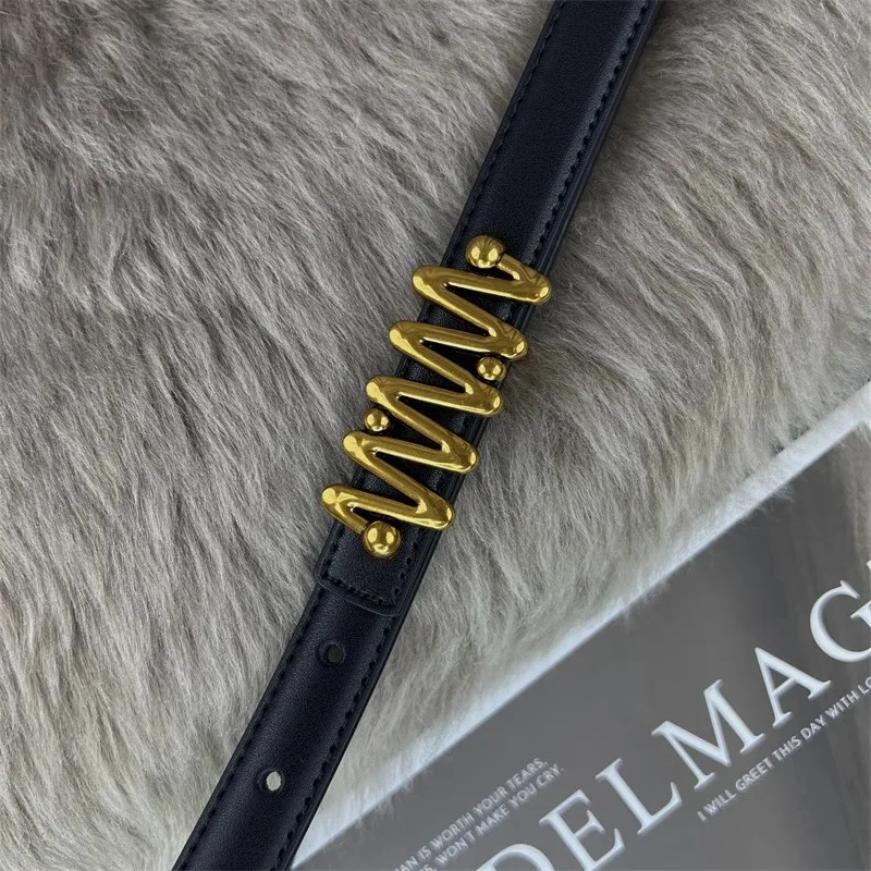 ผู้หญิงแฟชั่นหัวเข็มขัดทองของแท้หนังรัดตัวหญิง Cummerbund Coat เข็มขัดชุด Decration เข็มขัดแคบ J1398