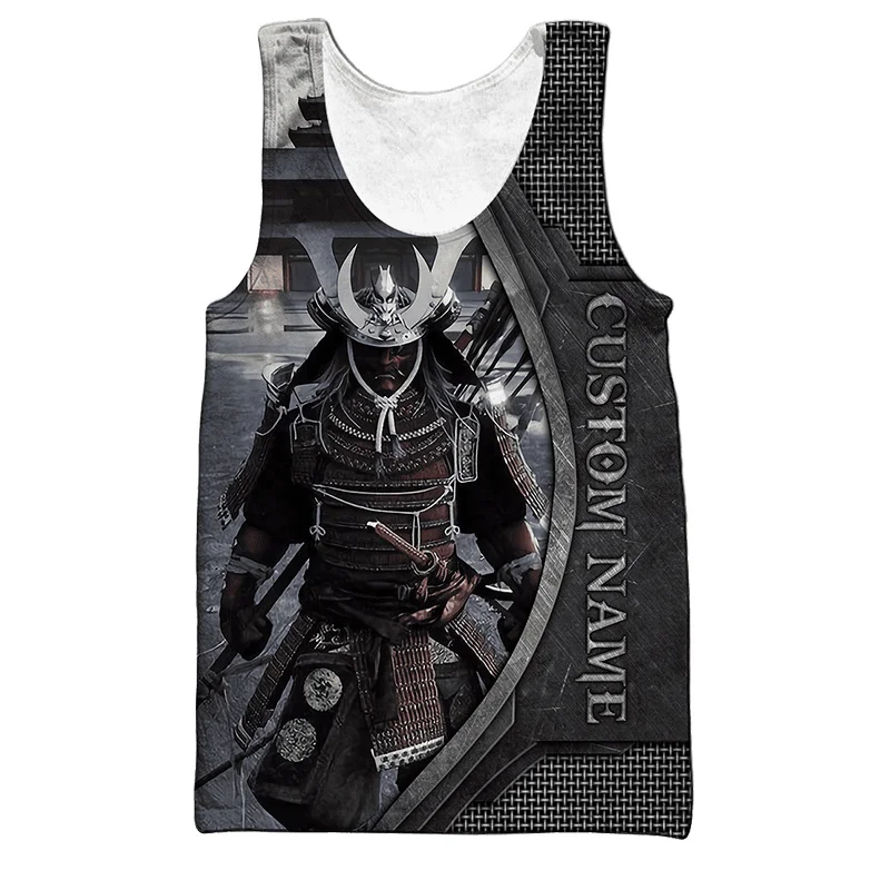 Retro Japanese Samurai Armor Mask Tattoo Men Tank Top Harajuku Fashion Vest 3D Printed Sleeveless Tees Street Cool Loose Vest