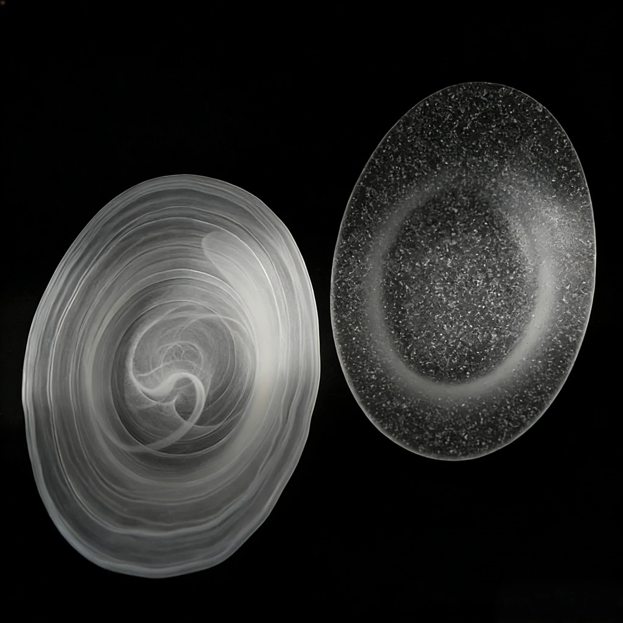 Handmade Cloudy Bubble Frosted Glass Oval Plate, Lead-Free Japanese Style Small Dish for Snacks, Fruit, Salad, Desserts & Pastri