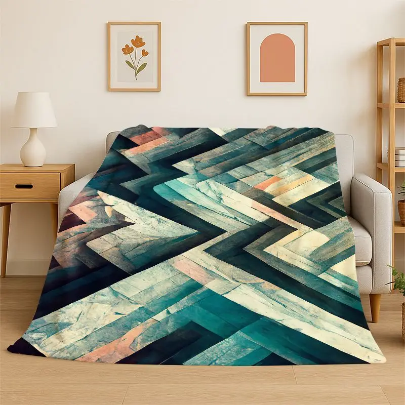 Colorful Crystal Natural Ore Stone Flannel Blanket Soft Throw Blanket for Bedroom Living Room Bed Travel Camping Picnic Nap Gift