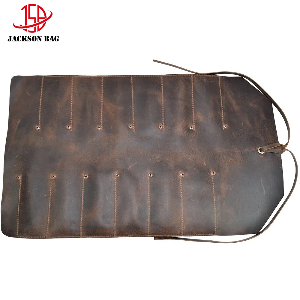 Leather Big Tool Roll Up Bag Portable Carry On Pouch Workshop Storage Woodworking Tool Organizer Truck Motorcycle Tool Organizer
