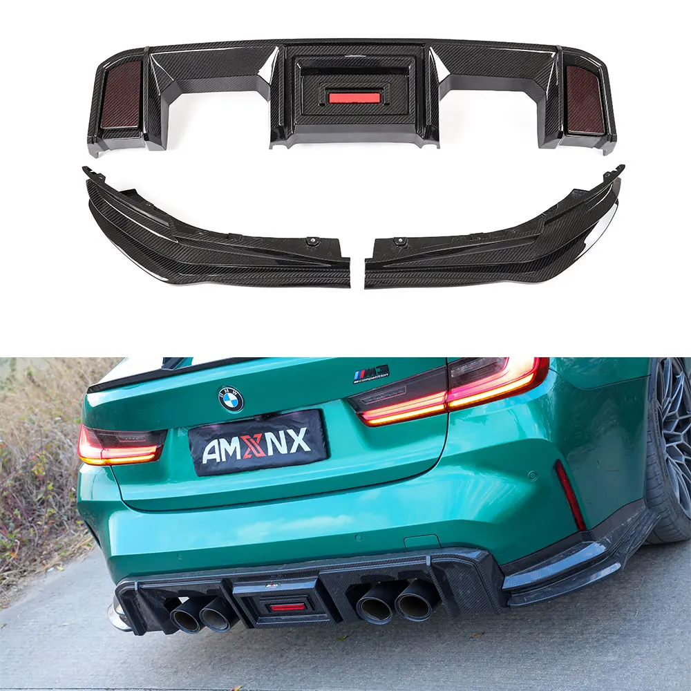 

For BMW M3 M4 G80 G82 Trim Body Kits Car Accessories Auto Parts Real Dry Carbon Fiber AX Style Back lip and corner wrap