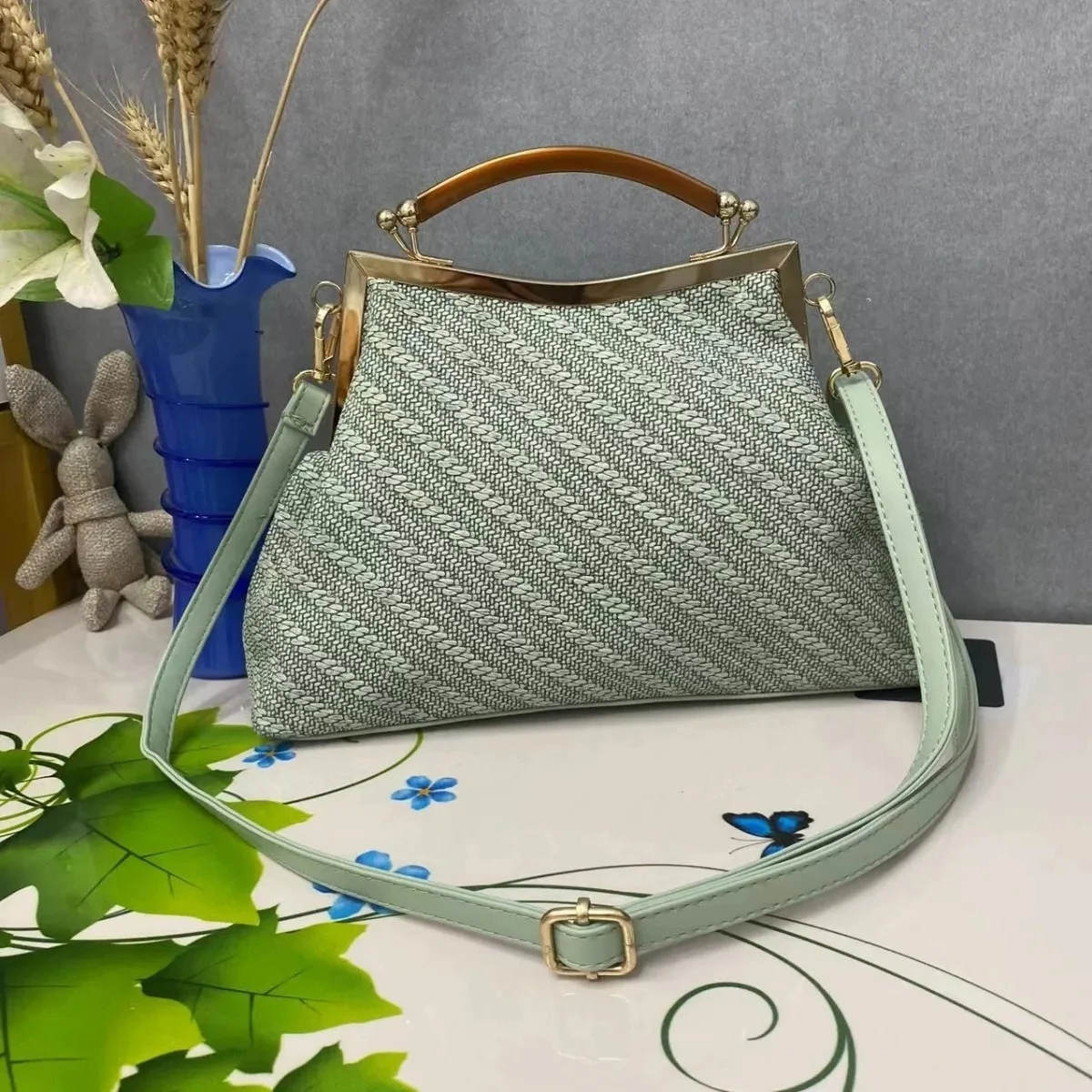 

Summer Green Vintage Fashion Bag Shell Lock Clutch Bags Bag Top Handle Chain Strap Sling Women Shoulder Crossbody bag