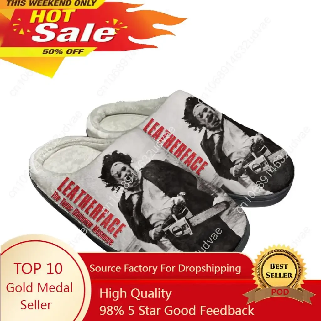 

Texas Chainsaw Massacre Leatherface Home Cotton Slippers Mens Womens Plush Bedroom Casual Keep Warm Shoes Indoor Customized Shoe