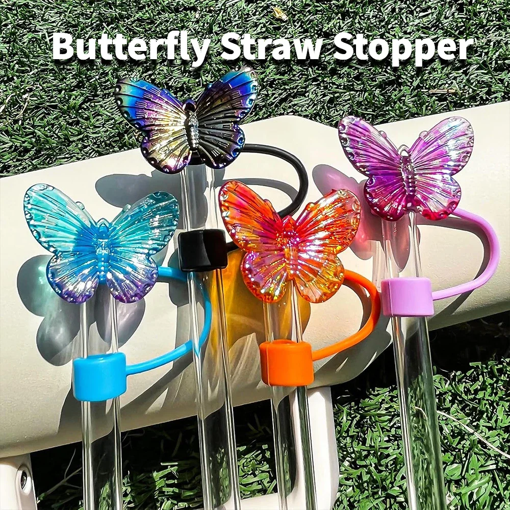 

Butterfly Straw Cover Cap Spill Stopper For Stanley Water Cup 10mm Silicone Heat-Resistant Dust Proof Straw Plug Cap Accessory